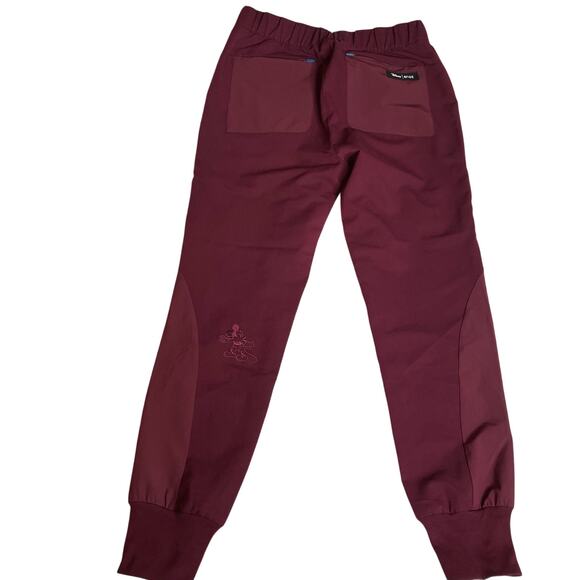 FIGS Disney Maroon Scrub Bottoms Extra Small XS Mickey Mouse‎ Burgundy Joggers - Picture 4 of 9